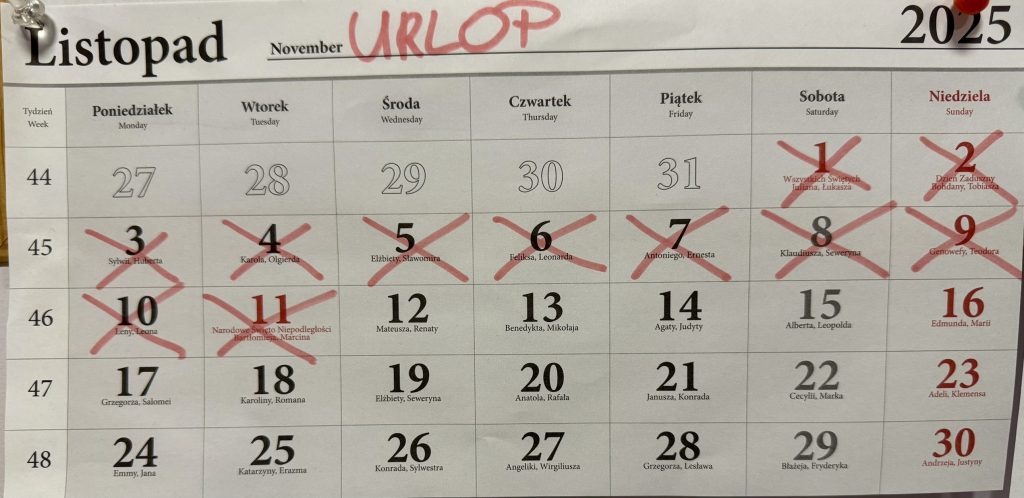 Urlop remontowy listopad 2025