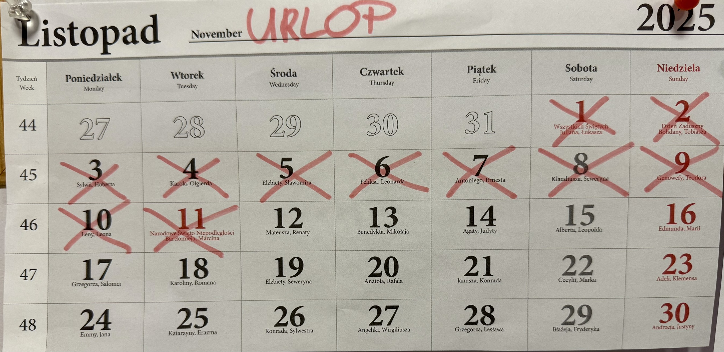 Urlop remontowy listopad 2025